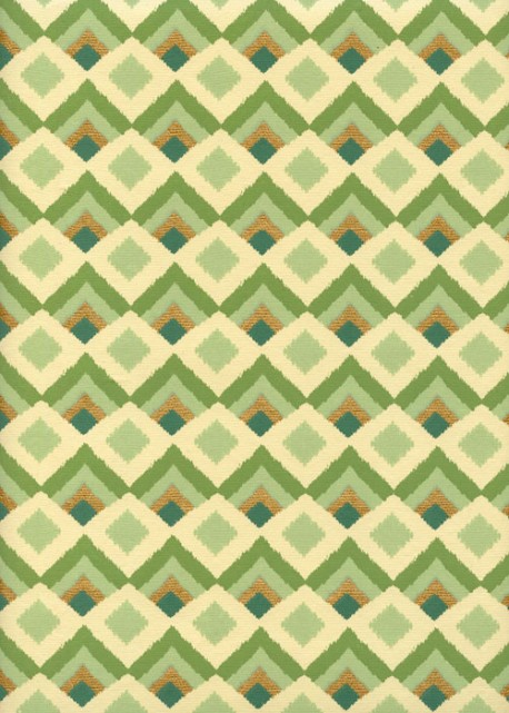 "Losange" vert et beige réhaussé or (50x70)