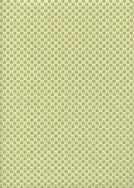 "Damier" vert et beige pois or (50x70)