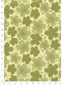 "Fleurs de prunier" vert et beige réhaussé or (50x70)