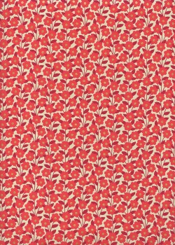 "Fleurs des prés" rouge réhaussé or (50x70)