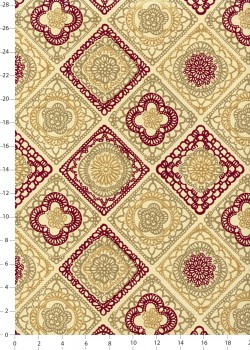 "Marquise" bordeaux et beige réhaussé or (50x70)