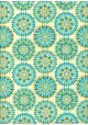 "Rosace" turquoise réhaussé or (50x70)