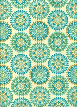 "Rosace" turquoise réhaussé or (50x70)