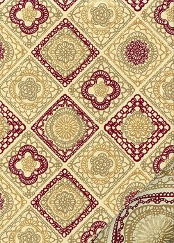 "Marquise" bordeaux et beige réhaussé or (50x70)