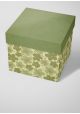 "Fleurs de prunier" vert et beige réhaussé or (50x70)