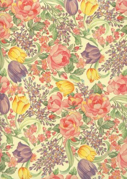 "Varese fleuri" floral mauve et rose (50x70)