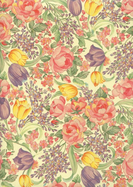 "Varese fleuri" floral mauve et rose (50x70)