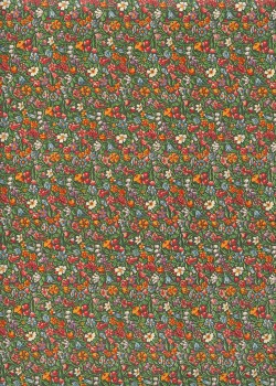 "Liberty" mini fleurs orange et vert fond noir (50x70)