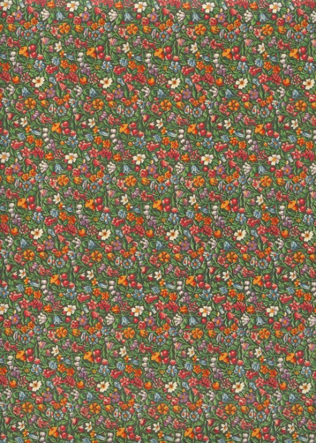 "Liberty" mini fleurs orange et vert fond noir (50x70)
