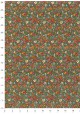 "Liberty" mini fleurs orange et vert fond noir (50x70)