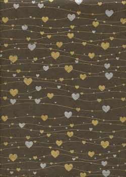 Lokta guirlande de coeurs fond brun (50x75)