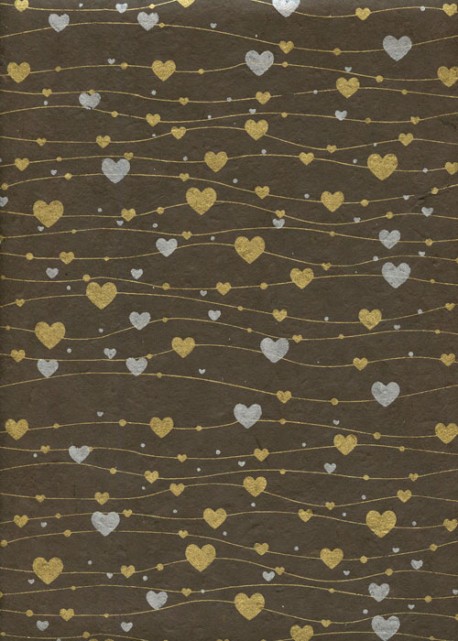 Lokta guirlande de coeurs fond brun (50x75)