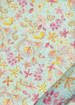 Papier Turnowsky fleurs et papillons réhaussé or (50x70)