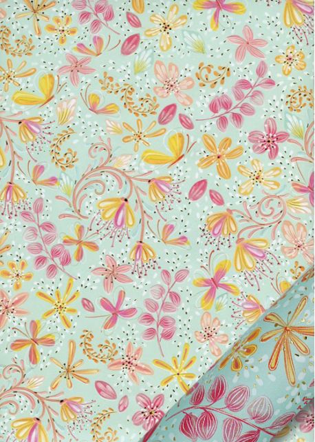 Papier Turnowsky fleurs et papillons réhaussé or (50x70)