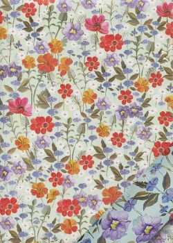 Papier Turnowsky fleurs de printemps fond menthe réhaussé or (50x70)