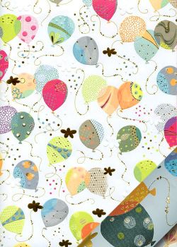 Papier Turnowsky ballons multicolores réhaussé or (50x70)