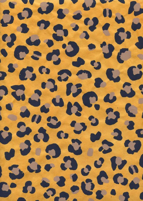 Lokta léopard fond jaune (50x75)
