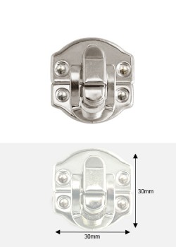 Fermoirs cliquet bombé argent (30x30mm)+clous fixation