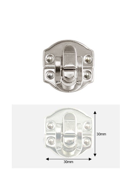 Fermoirs cliquet bombé argent (30x30mm)+clous fixation