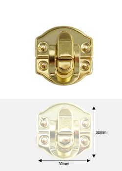 Fermoirs cliquet bombé doré (30x30mm)+clous fixation