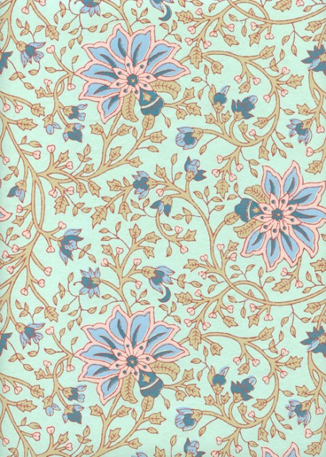 "Papier de coton" Tapisserie fond menthe (55x76)