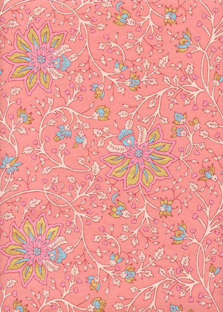 "Papier de coton" Tapisserie fond rose (55x76)