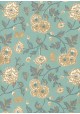 "Papier de coton" Floralies or et gris fond bleu (55x76)