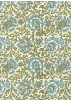 "Papier de coton" Rosaces de fleurs olive et bleu (55x76)