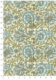 "Papier de coton" Rosaces de fleurs olive et bleu (55x76)