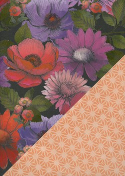 Recto verso "floral d'automne / géométrique corail" (68x98)