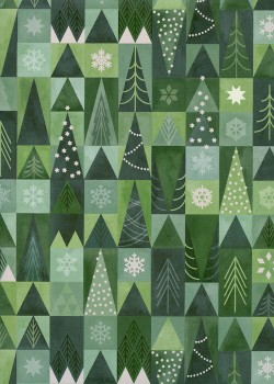 Damier de sapins fond vert (68,5x98)