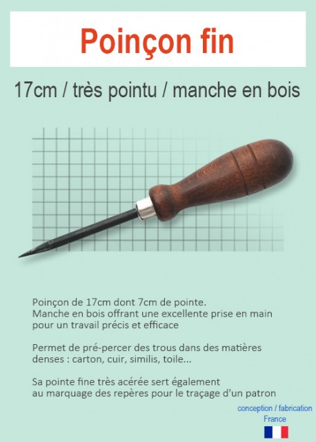 Poinçon 17cm avec manche en bois