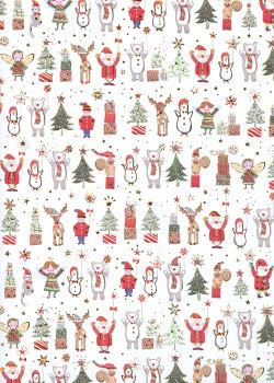 Papier Turnowsky l'univers du père Noël réhaussé or (50x70)