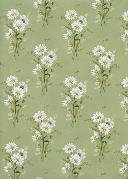 Les pâquerettes fond vert réhaussé or (50x68)