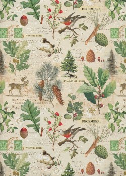 Noël en forêt réhaussé or (49,5x68)