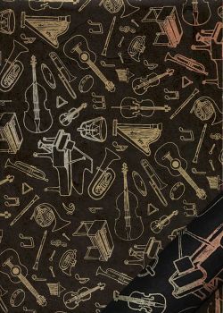 Lokta les instruments de musique or argent et cuivre (50x75)