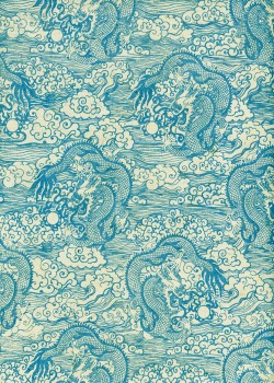 Lokta les dragons turquoise fond naturel (50x75)