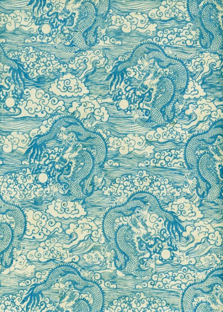 Lokta les dragons turquoise fond naturel (50x75)