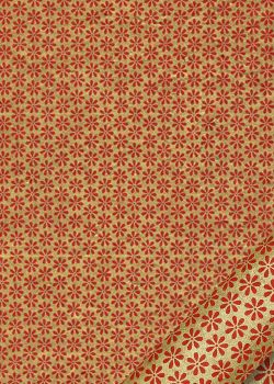 Lokta mini paquerettes rouges fond or (50x75)