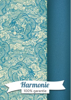 HARMONIE DUO Lokta les dragons turquoise fond naturel