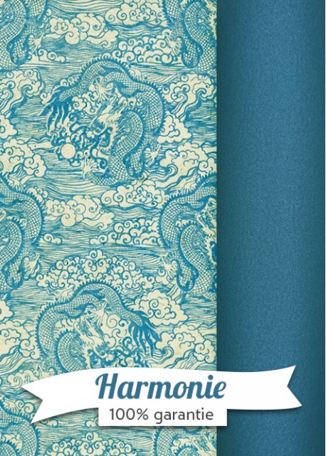 HARMONIE DUO Lokta les dragons turquoise fond naturel