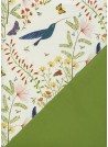 Recto verso "Oiseaux et feuillage / uni vert" (50x70)