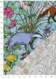 Recto verso "oiseaux et animaux dans la foret / feuillage or" (50x70)