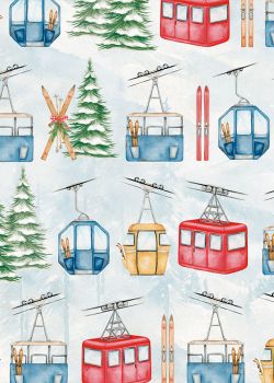Les skis et télécabines au sport d'hiver (70x100)