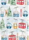 Les skis et télécabines au sport d'hiver (70x100)