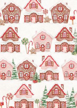 Les maisons de Noël en pain d'épices et sucres d'orge (70x100)