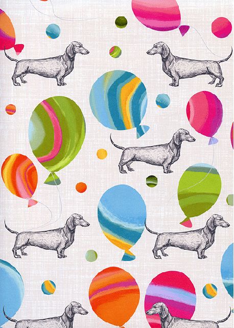 Les Teckels et ballons multicolores (68x98)