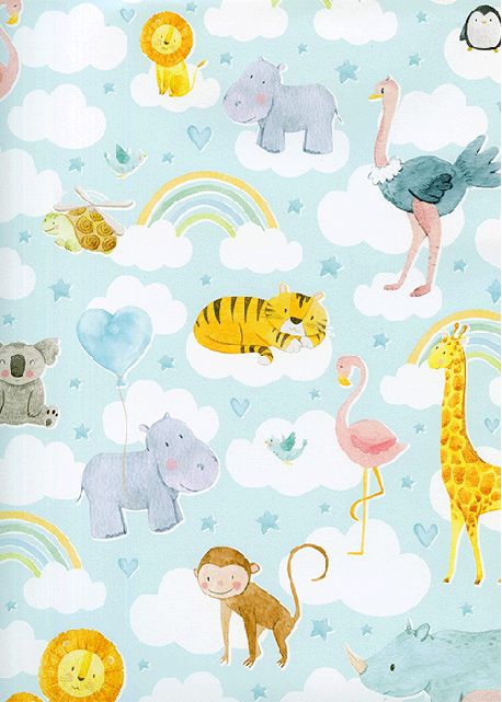 Les animaux dans les nuages ambiance bleue (68x98)