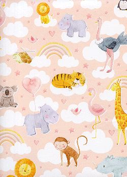 Les animaux dans les nuages ambiance rose (68x98)