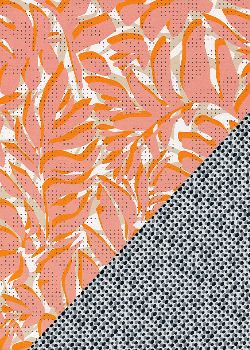 Recto verso "Feuillage flashy / pois noirs et gris fond blanc" (68x98)